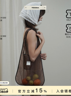 【520礼物】TENERA花事皮拼纱hobo单肩包包女款通勤托特包大容量