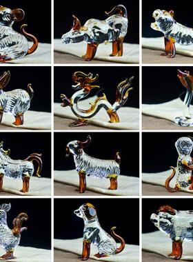 彩色十二生肖鼠牛虎兔龙蛇马羊猴鸡狗猪动物家居装饰生日礼物摆件