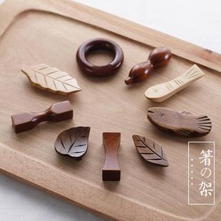 中式 筷子架 筷架筷托精致家用创意可爱勺托筷枕套装 实木质高档日式