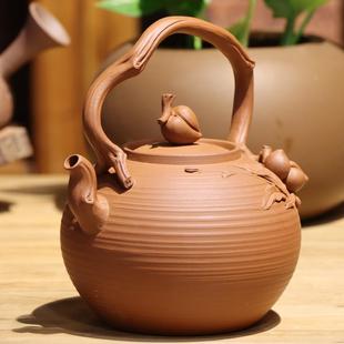 炭炉煮茶陶壶 林于凯纯手工朱泥提梁烧水家用砂铫壶电陶炉户外中式