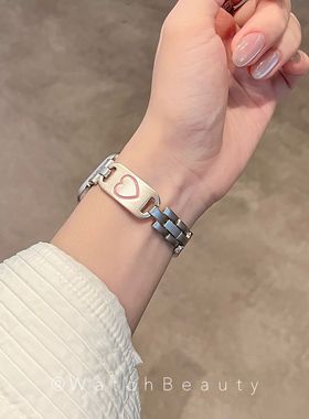 可爱kt猫爱心手镯款苹果手表表带适用于Apple Watch9iwatch678se2