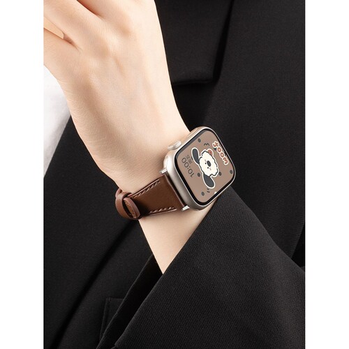 适用苹果S11小羊皮手表带新款applewatch10皮革S9运动se表带87654