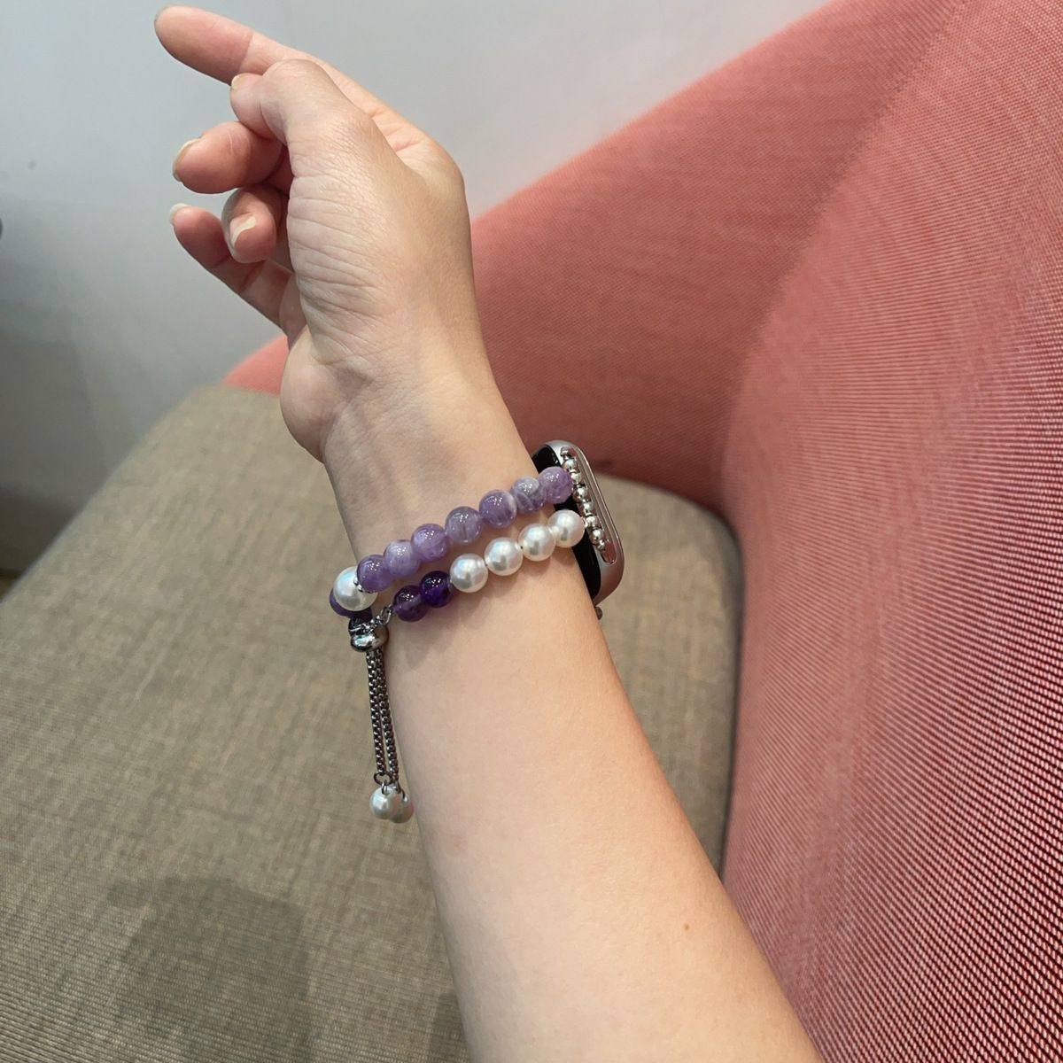 适用荣耀手表5表带紫锂珍珠手环10荣耀亲选2i荣耀WatchHaylou表链,手表,配件,淘宝优惠券,粉丝福利购,淘宝优惠卷