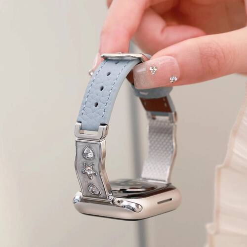 星星钻石用苹果手表s11表带iWatchs10金属女款Applewatch皮质秋冬