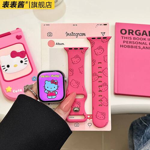 满屏猫咪适用iwatchs11/10苹果手表表带Ultra硅胶Applewatchs9/8