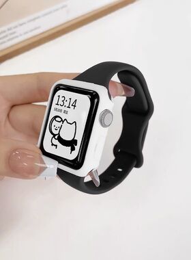 1053适用苹果手表S8硅胶运动小蛮腰蝴蝶扣iWatch表带7代SE654321