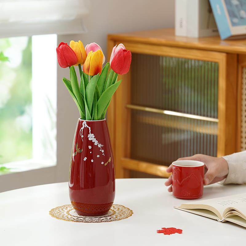 结婚摆件结婚场景布置装饰婚房客厅摆台喜庆红色花瓶备婚用品,家居饰品,桌面摆件,淘宝优惠券,粉丝福利购,淘宝优惠卷
