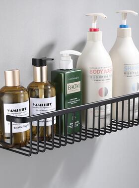 黑色浴室长方网篮免打孔网架 卫生间简约置物篮 太空铝置物架壁挂