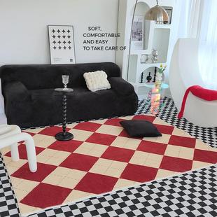 momosrug棋盘格ins风客厅沙发茶几垫家用简约房间地毯卧室床边毯