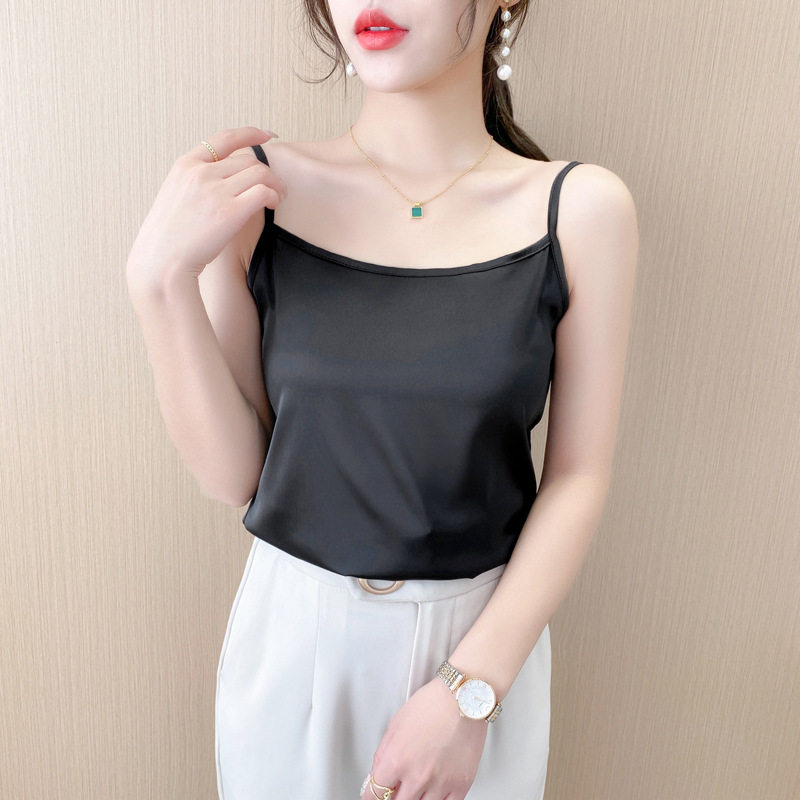 真丝吊带背心女外穿夏季辣妹穿搭修身小西装内搭女上衣打底衫