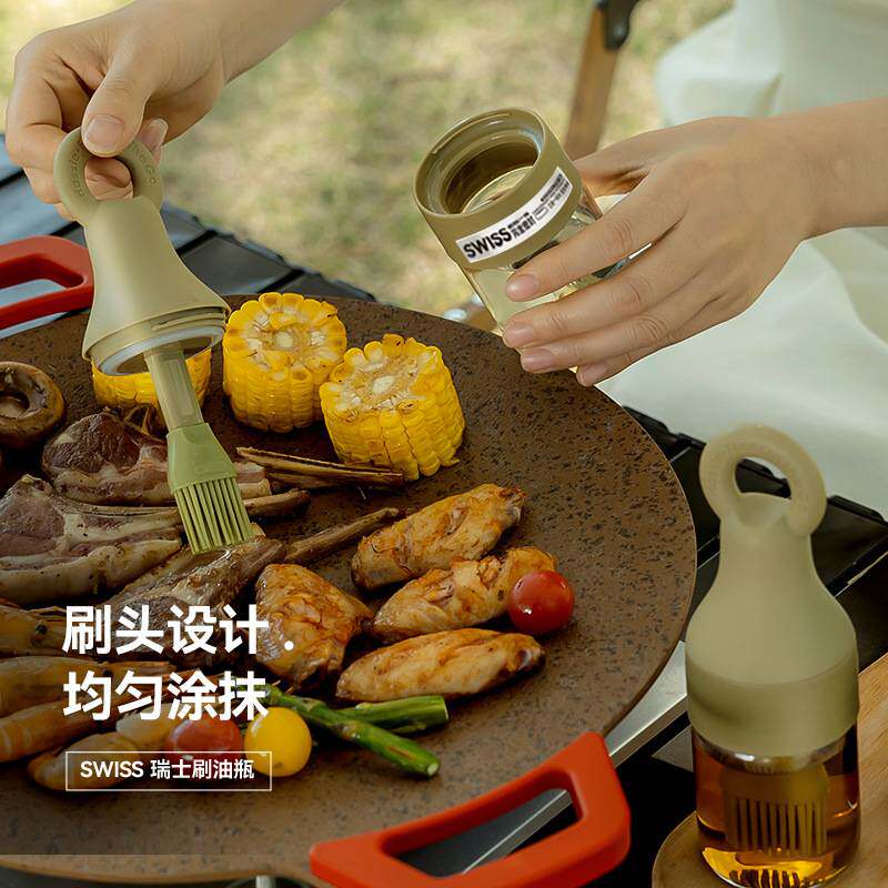 户外强密封硅胶油刷家用不掉毛烧烤烤肉油刷油壶一体保鲜硅胶油刷