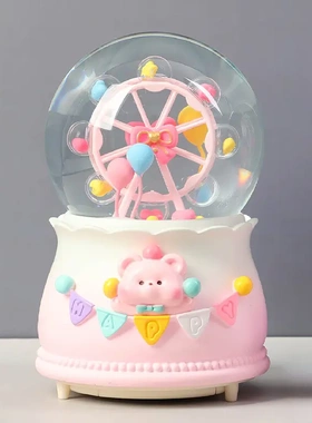 摩天轮派对乐园水晶球梦幻雪花音乐盒自动吹雪八音盒少儿礼物礼品