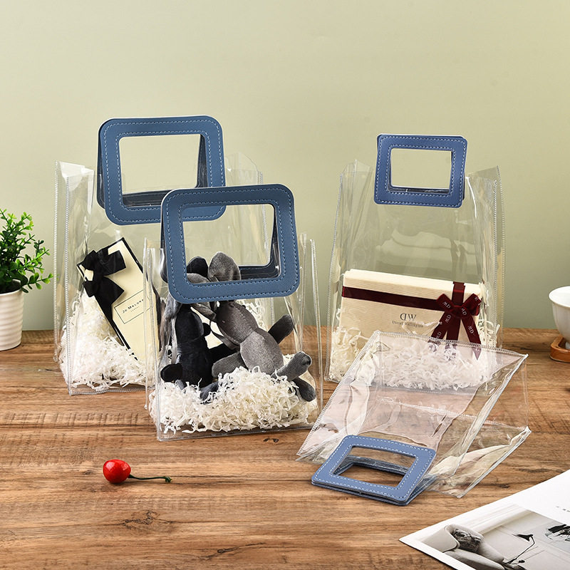 pv镭射手提袋定制高级感幻彩物袋时尚塑料礼品袋定做logo