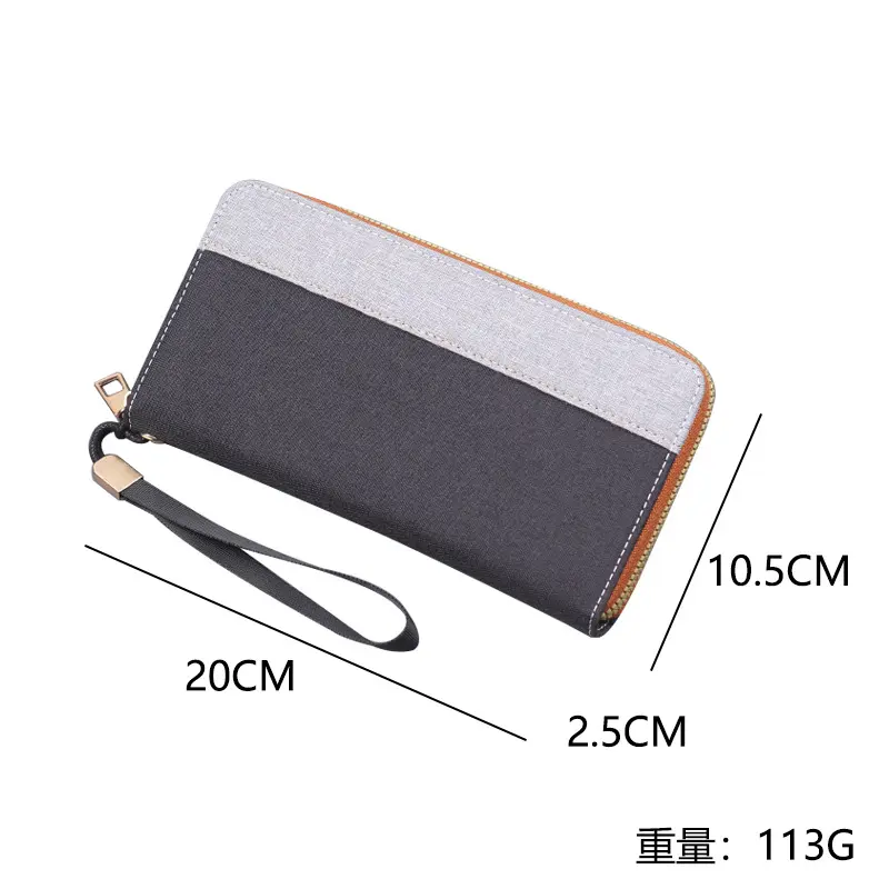 男士手包帆布男款腕包新款手腕带男男式长款拉链钱包