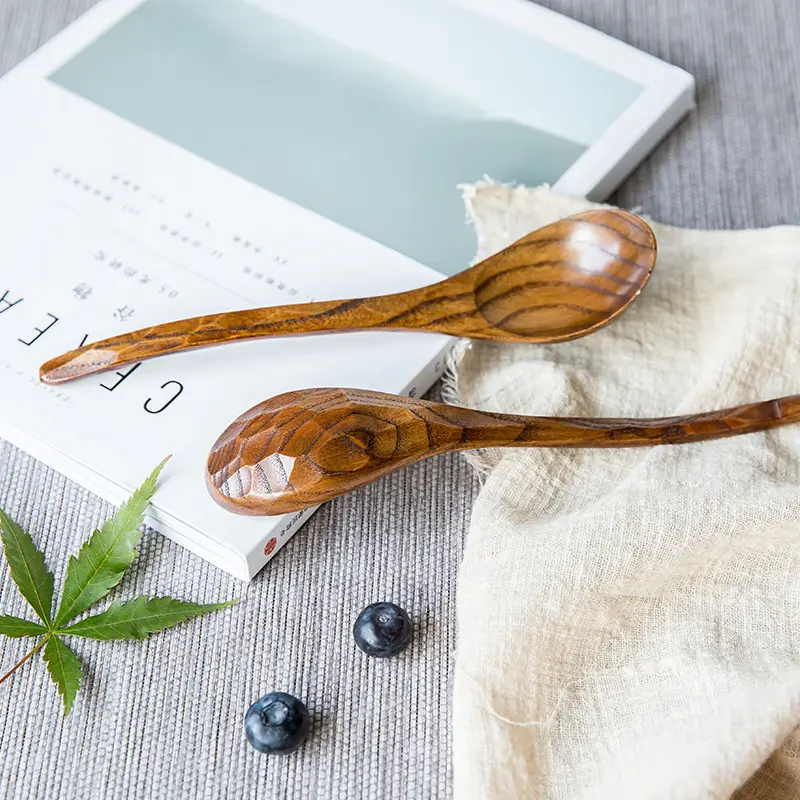 手工雕刻木质复古龟甲勺日式长柄木勺汤勺创意勺可刻logo