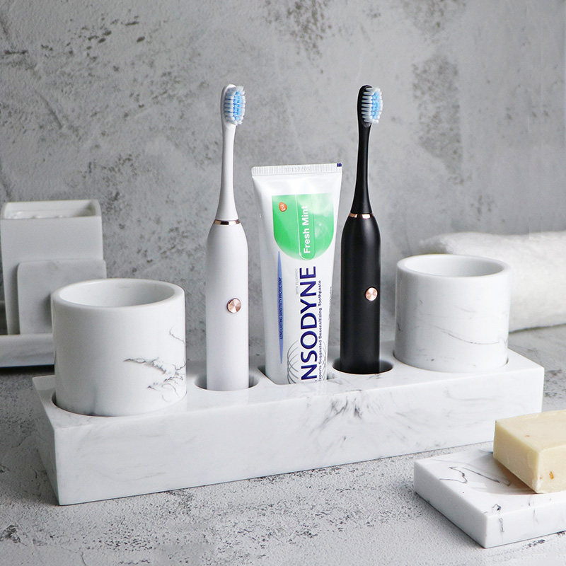 卫生间电动牙刷牙膏置物架放置放口杯H的架子漱口杯套装家用简约