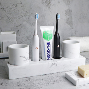 卫生间电动牙刷牙膏置物架放置放口杯H的架子漱口杯套装家用简约