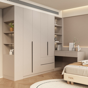 实木衣柜家用卧室梳妆台r书桌一体柜子储物柜包安装儿童收纳柜衣