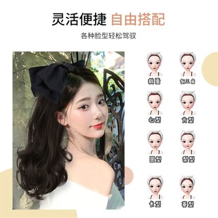 高马尾假发女长卷发o抓夹发量少发网红蝴蝶结扎辫子发夹子头饰