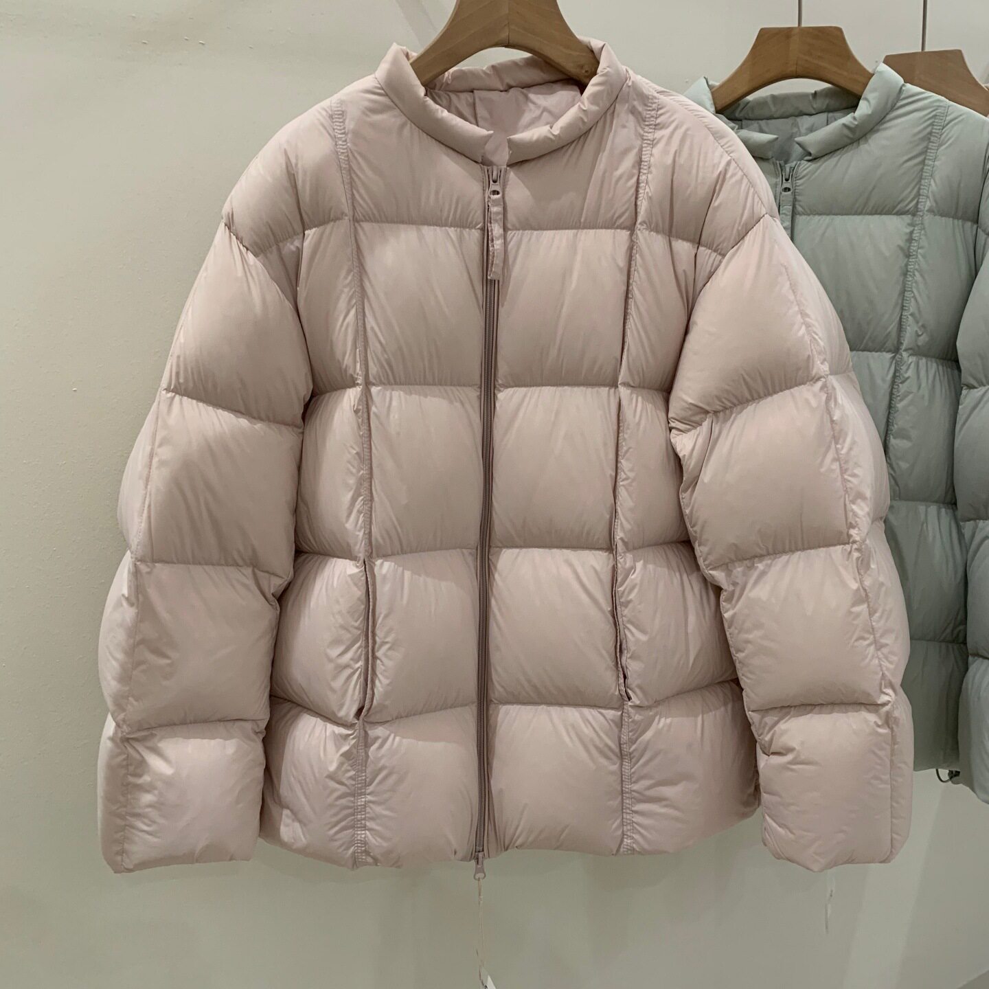 中长款羽绒服女冬季新款韩系圆领加厚豆腐块宽松保暖90白鸭绒外套