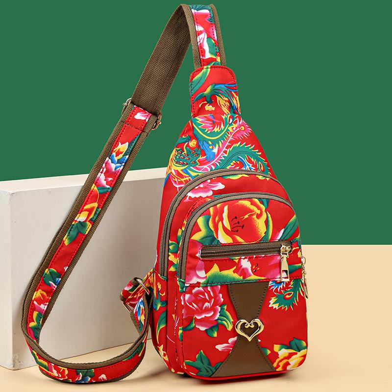 推荐网红东北大花胸包女斜