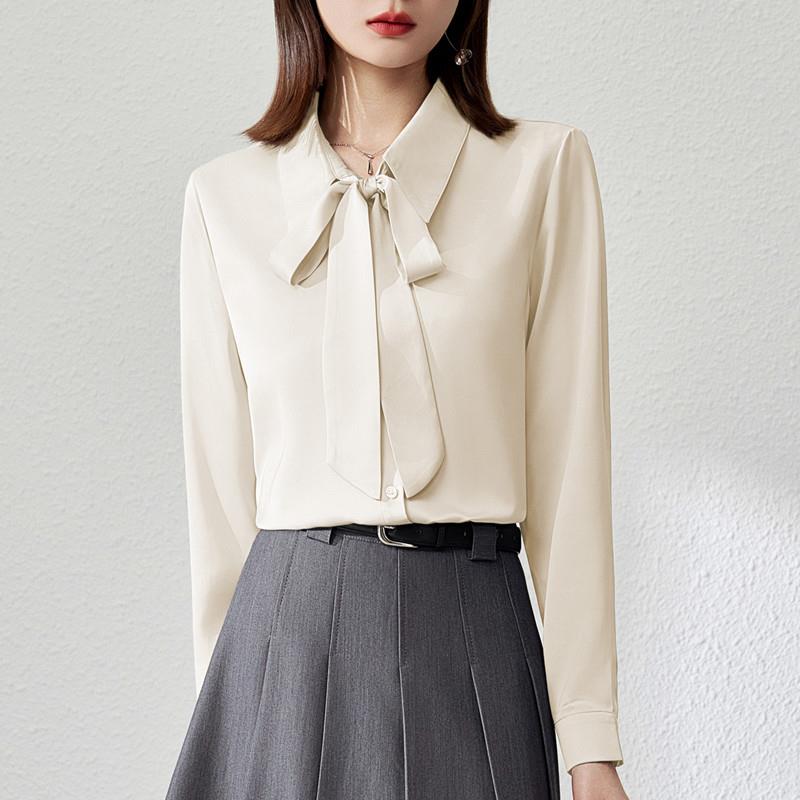 新品醋酸缎面衬衫女长袖20