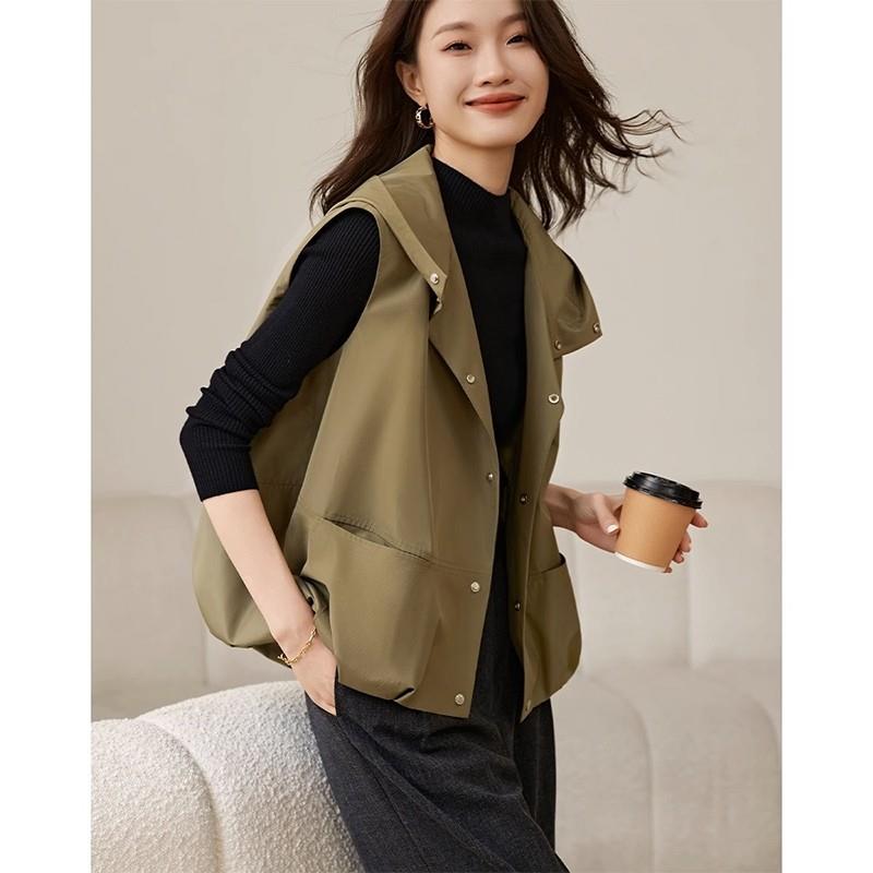 推荐连帽工装马甲女春秋20