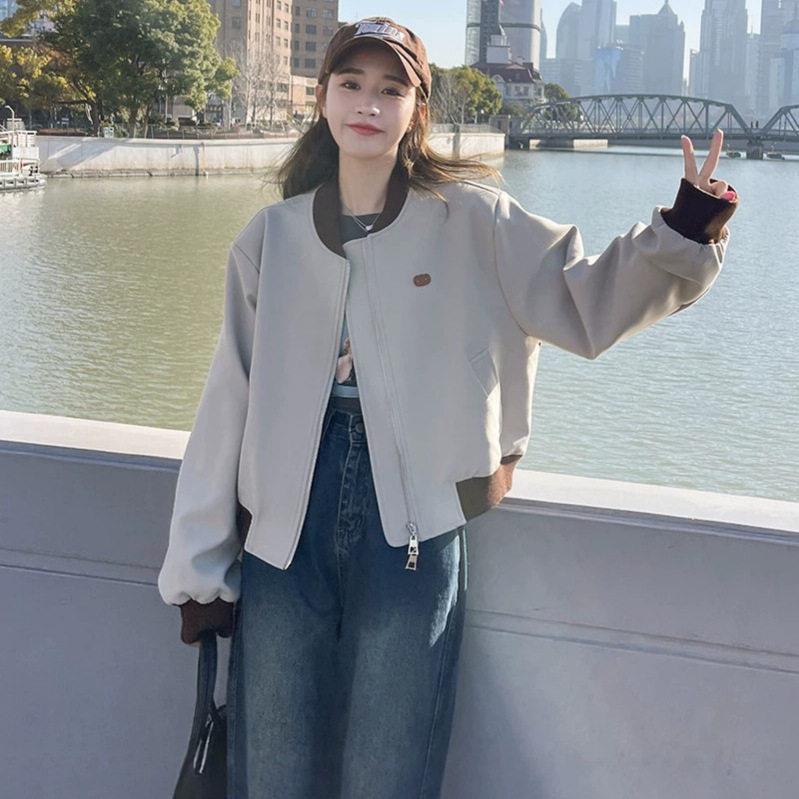 推荐棒球服外套女春秋2026新款春装美式街头小个子短款百搭休闲撞