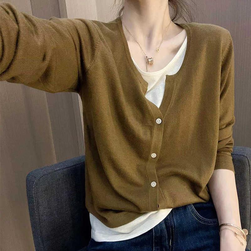 推荐大码假两件正肩长袖针