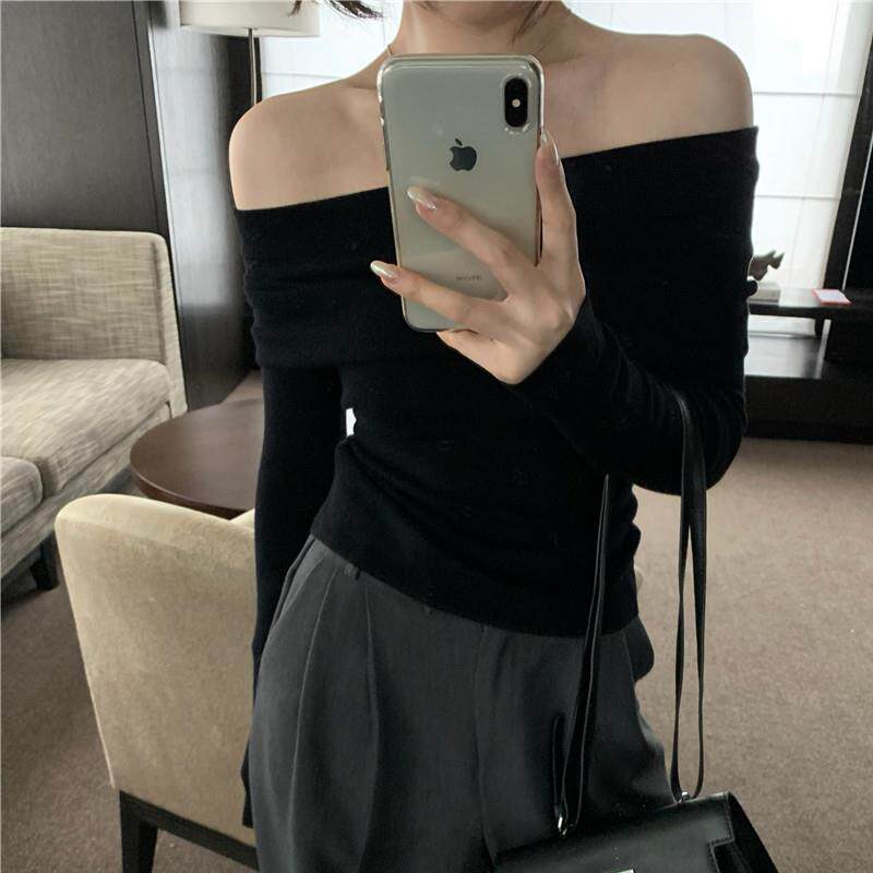 新品法式温柔修身针织衫女