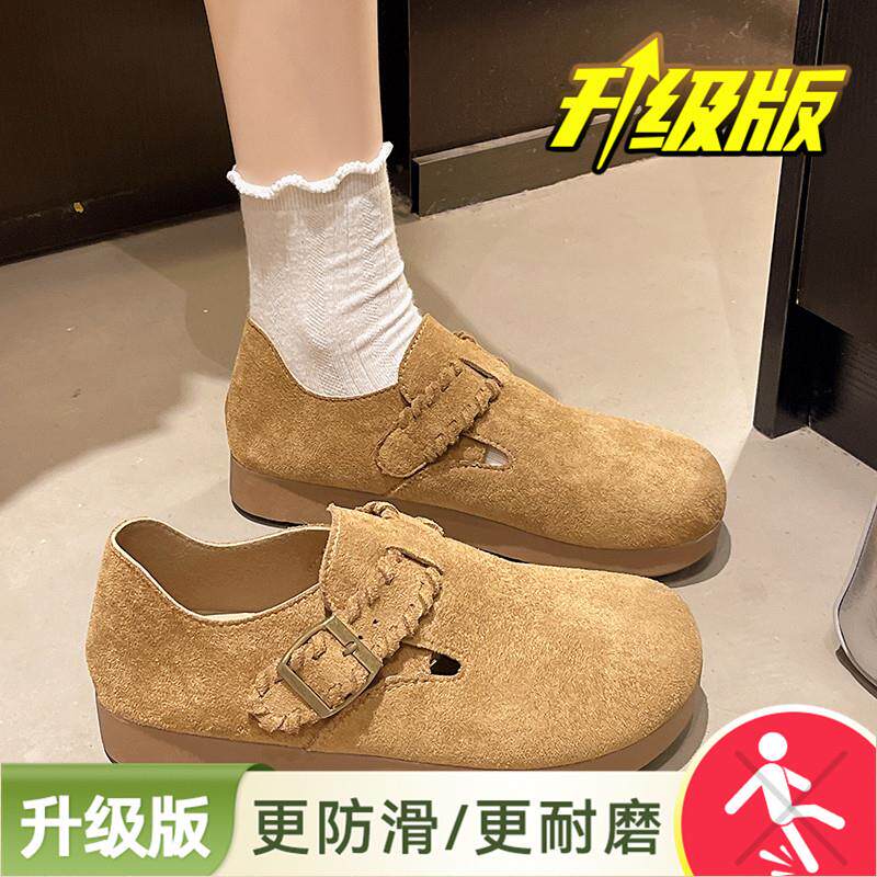 新品全包勃肯鞋女款春季复古2026新款软底一脚蹬乐福鞋平底休闲袋