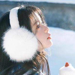 白色可爱毛绒耳罩女冬季韩版百搭保暖耳套耳包骑行加厚防寒耳捂子
