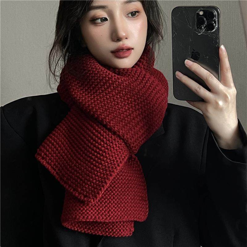 韩版粗毛线针织围巾女冬季纯色加厚长款男学生情侣围脖披肩两用