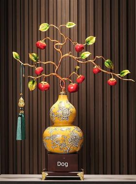 柿柿如意珐琅彩葫芦摆件大