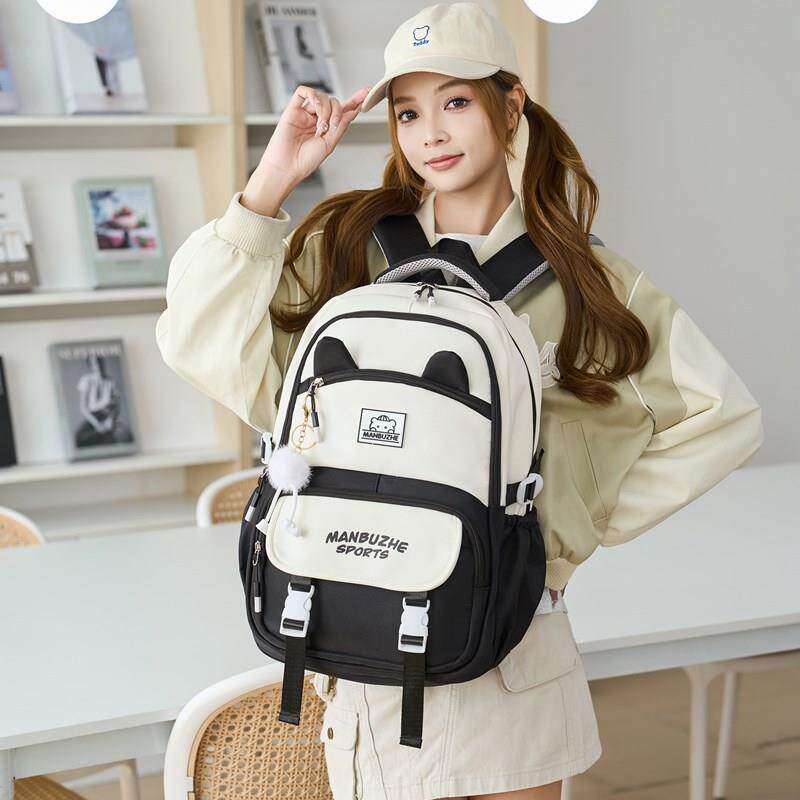新品书包女新款韩版原宿高中学生小学生护脊减负大容量双肩包多层