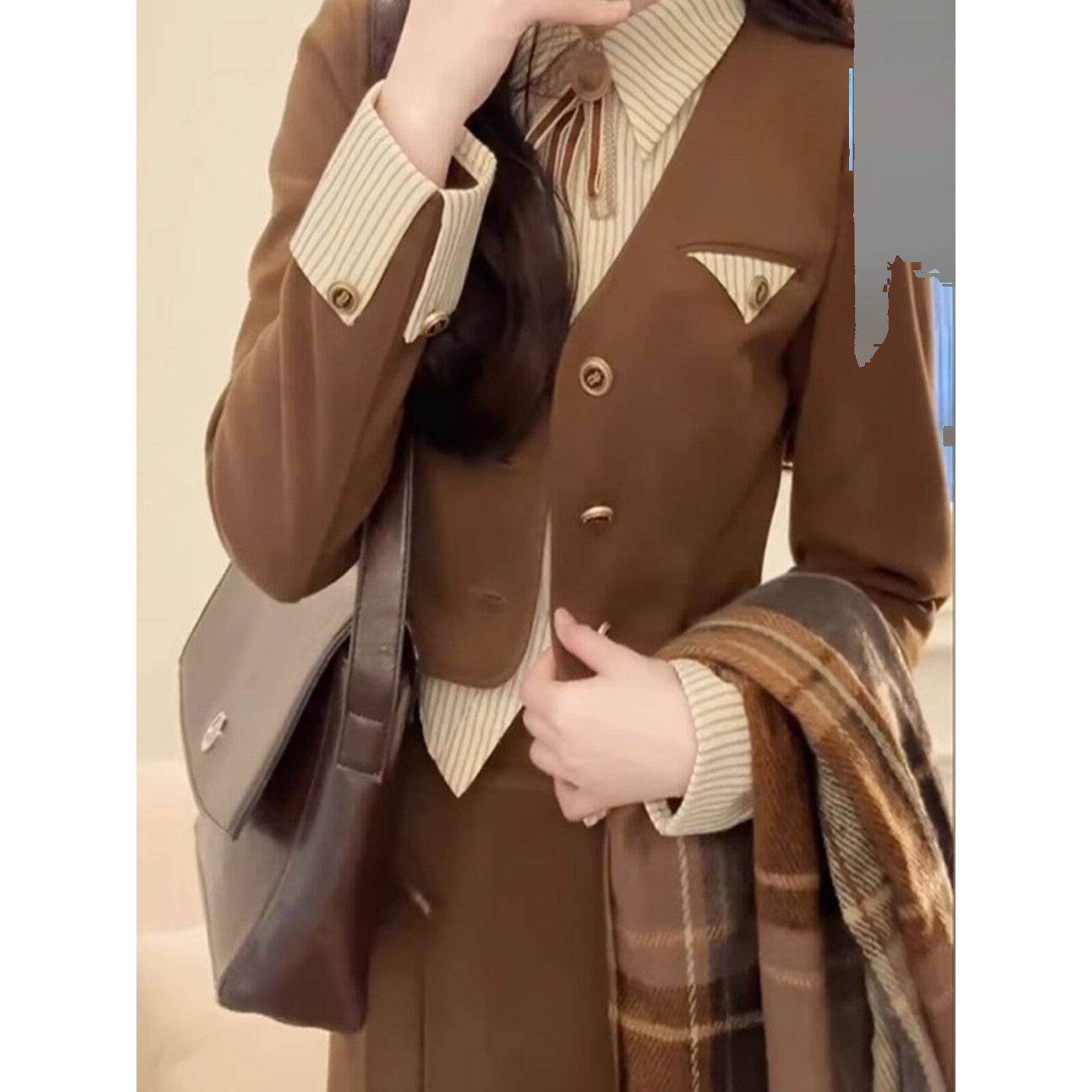 推荐学院风jk制服裙套装女2026年春秋新款设计感收腰显瘦连衣裙两
