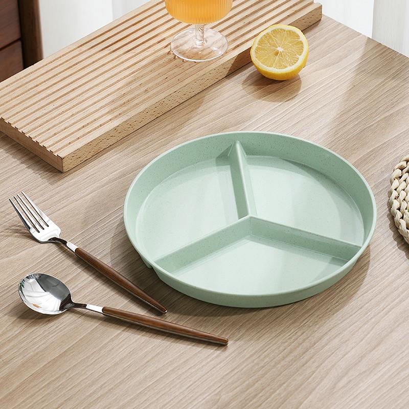 新品小麦秸秆圆形三分格盘