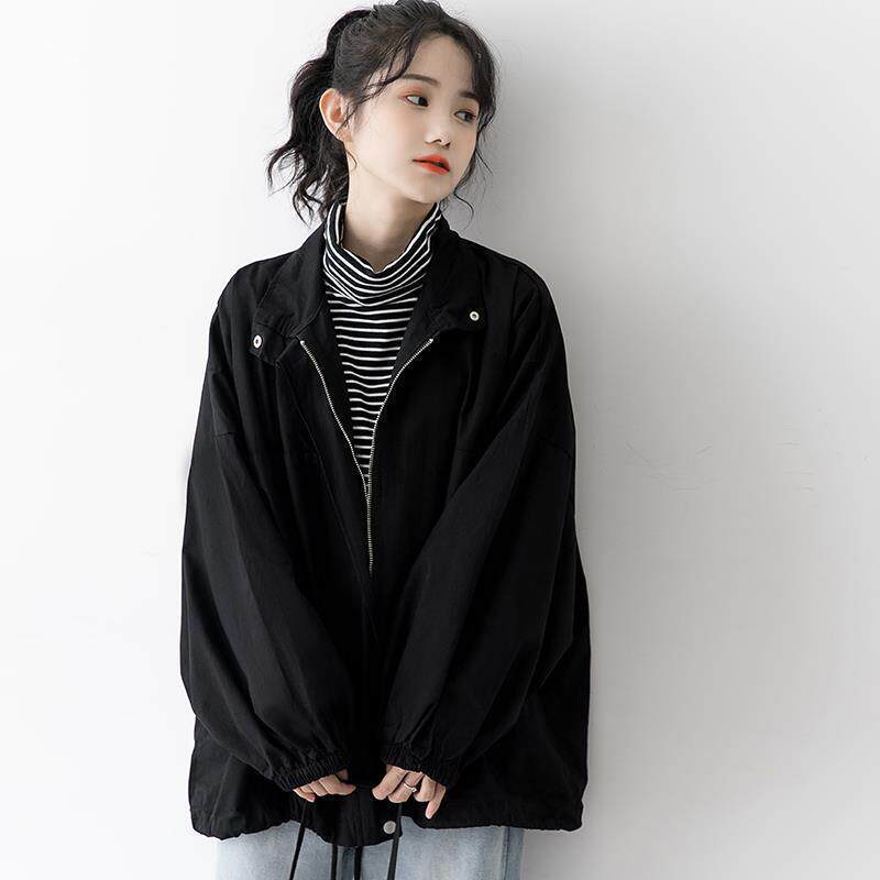 推荐小香风休闲外套女棒球服春秋季2026年新款宽松原宿bf黑色长袖