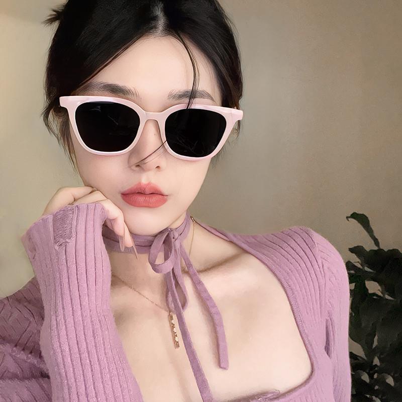 好货gm粉色墨镜女潮级感复古方框偏光防紫外线近视太阳镜方圆脸
