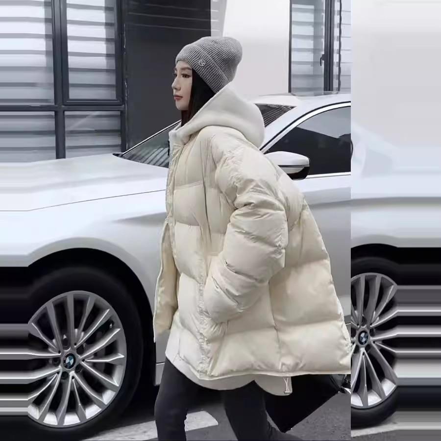 推荐松弛感半拉链加绒连帽卫衣女秋冬新款欧货中长款宽松遮肉软糯