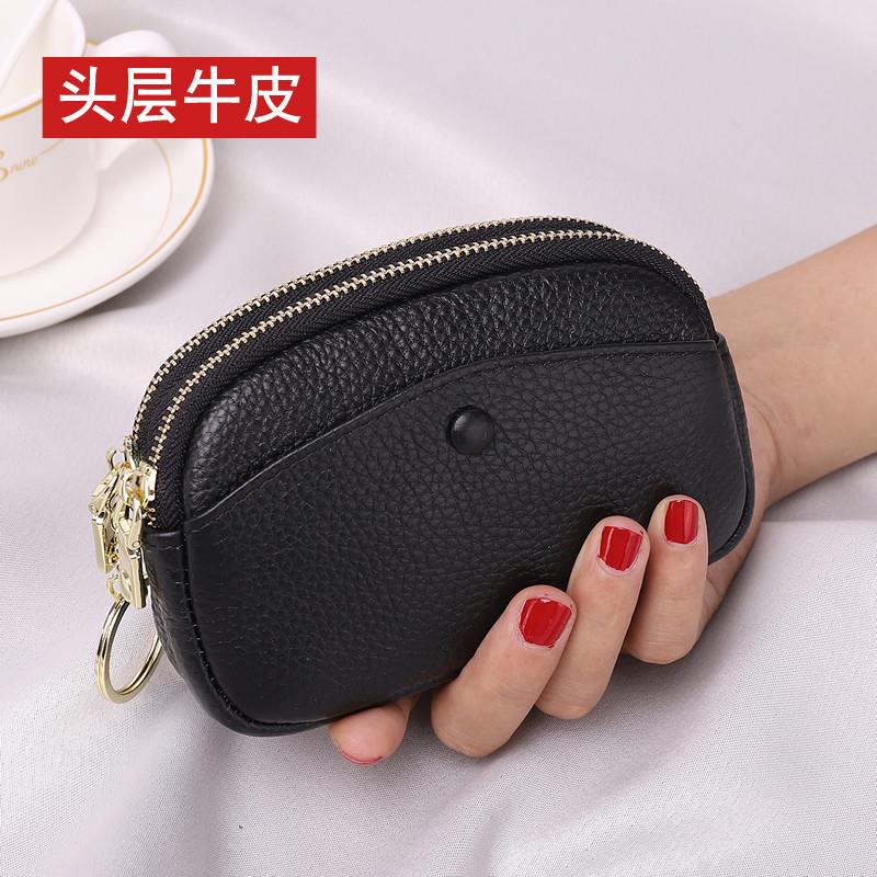 推荐真皮零钱包女双层手拿收纳小包迷你妈妈买菜新款牛皮钥匙扣硬