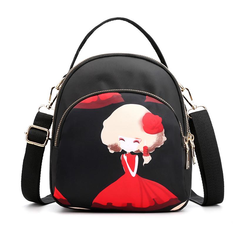 新品新款女士单肩斜挎包百搭多用双肩包大容量时尚印花旅游小背包