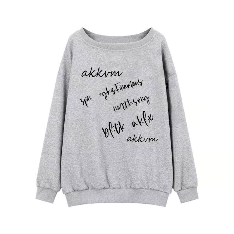 新品美式潮牌斜领白色卫衣女2025秋季薄款露肩宽松小众设计感百搭