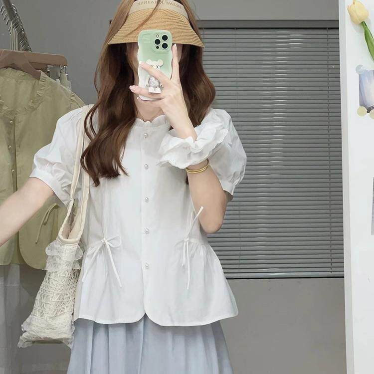 推荐A2578大码衬衫ins设计感小衫上衣女胖mm显瘦遮肉衬衫女2026年