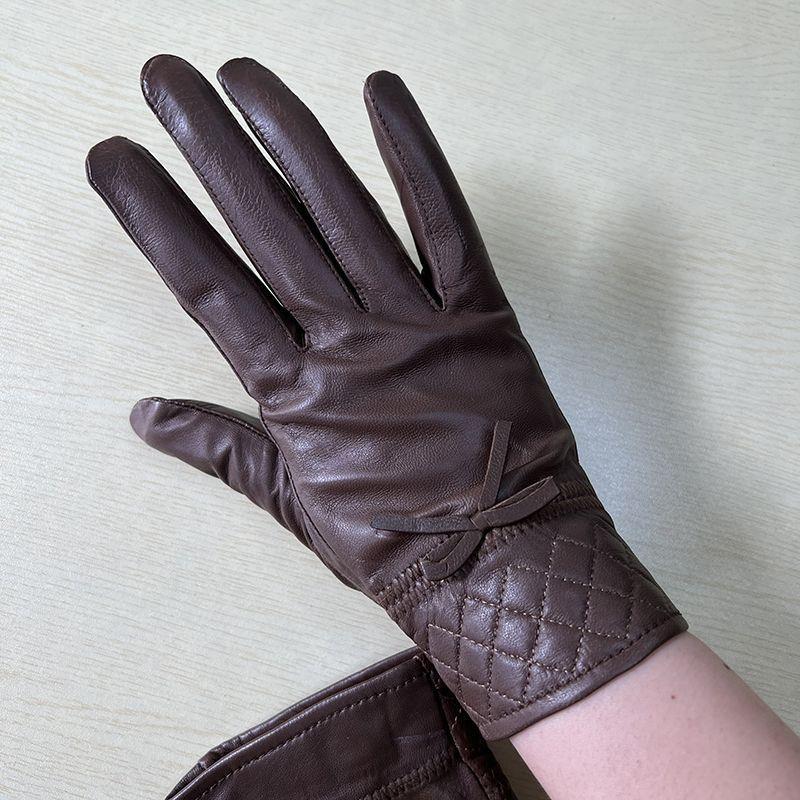 头层小羊皮手套女士薄里加绒多颜色摩托车手套保暖实惠