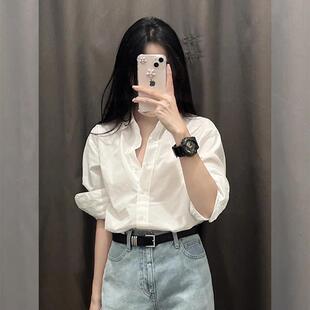新品白色衬衫女春秋薄款2025新款小个子职业通勤衬衣宽松内搭打底