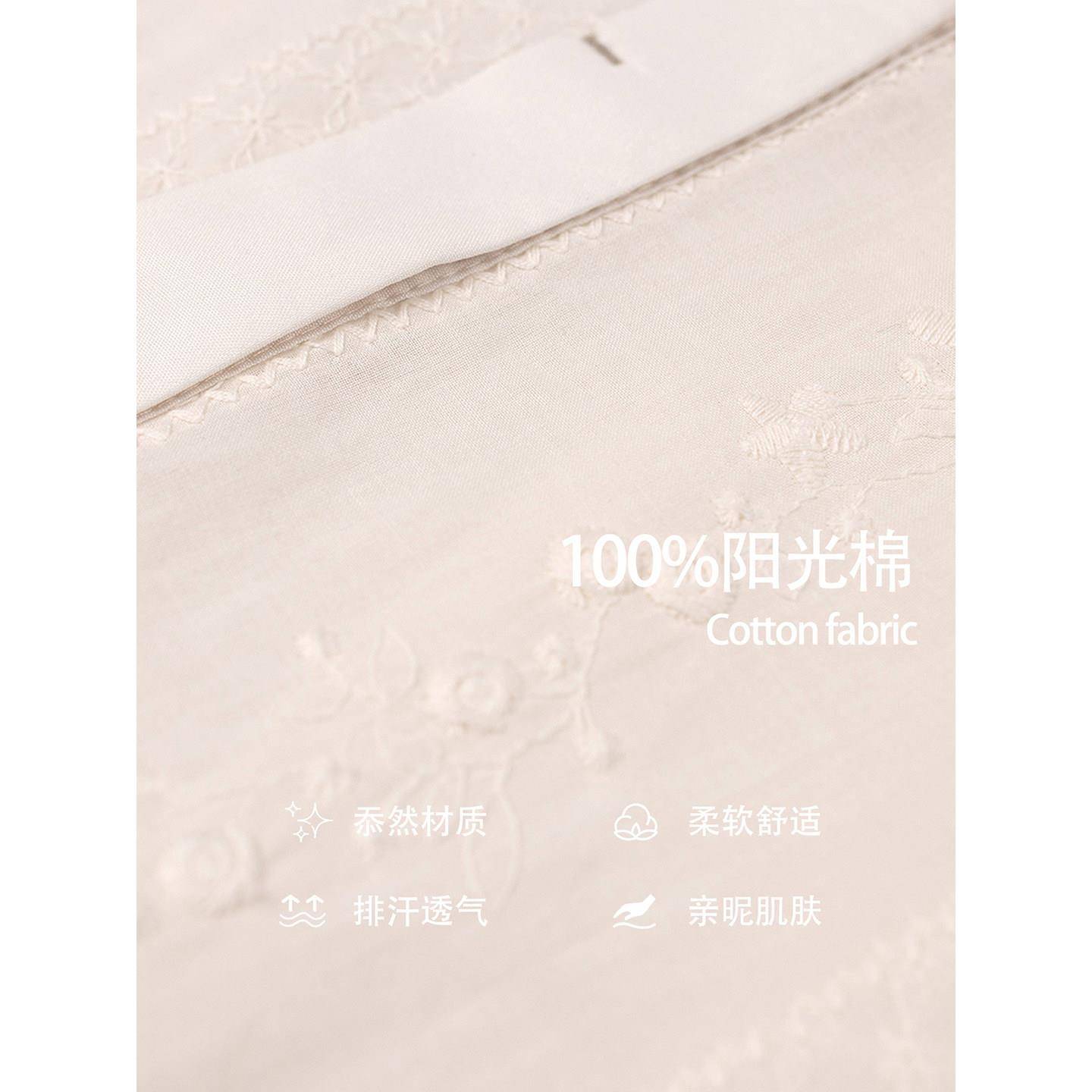推荐衬衫女款2026新款白色刺绣纯棉衬衣通勤气质短袖翻领显瘦遮肚