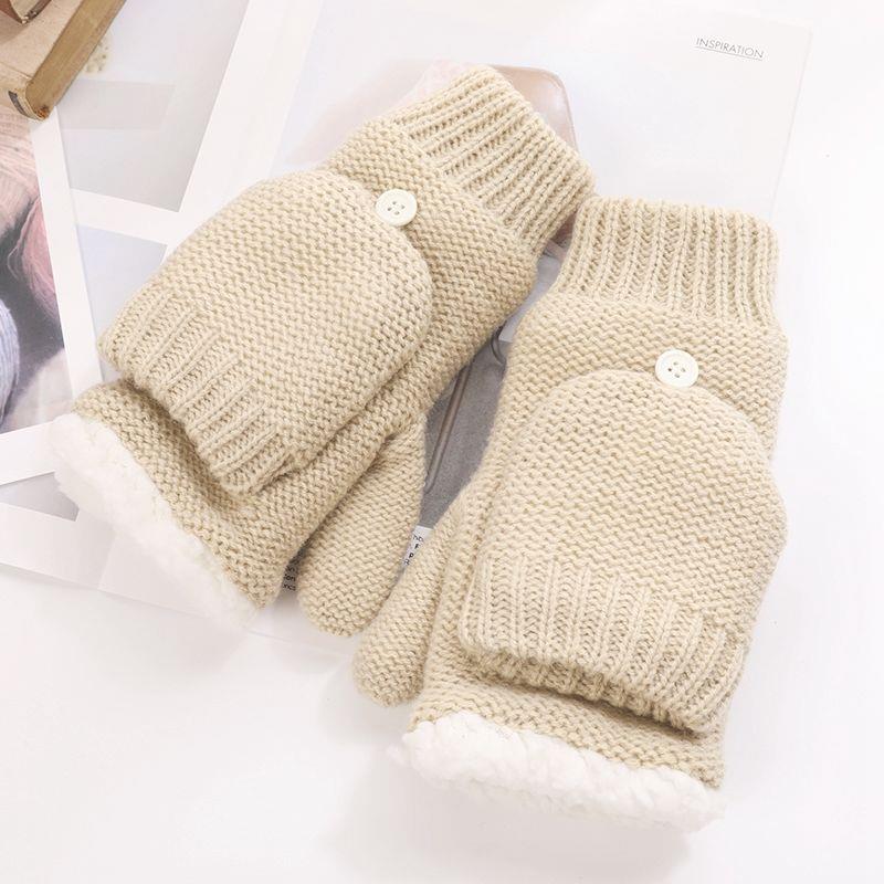 冬季女士针织毛线可爱露指