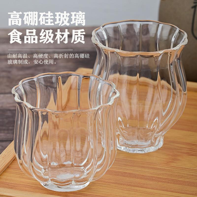 耐热玻璃莲瓣小茶杯品茗杯