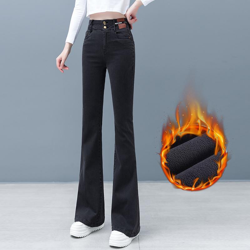 推荐微喇牛仔裤女春秋2025年新款高腰修身显瘦时尚长裤弹力马蹄喇